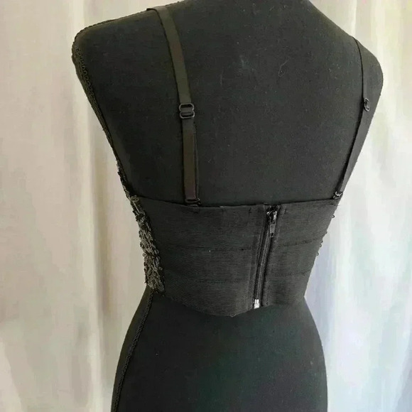 Wet seal black sequin corset top women’s size medium gothic crop dainty - Picture 5 of 7